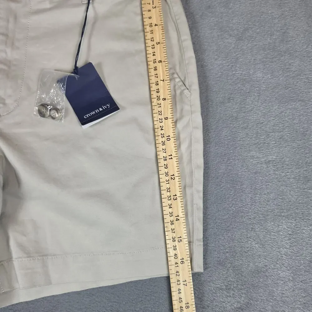 Crown & Ivy Men's Motion Flex Khaki Chino Shorts Size 36 Stretch Classic Casual